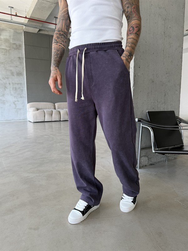 Basic Yıkamalı Acid Baggy Eşofman - Mürdün