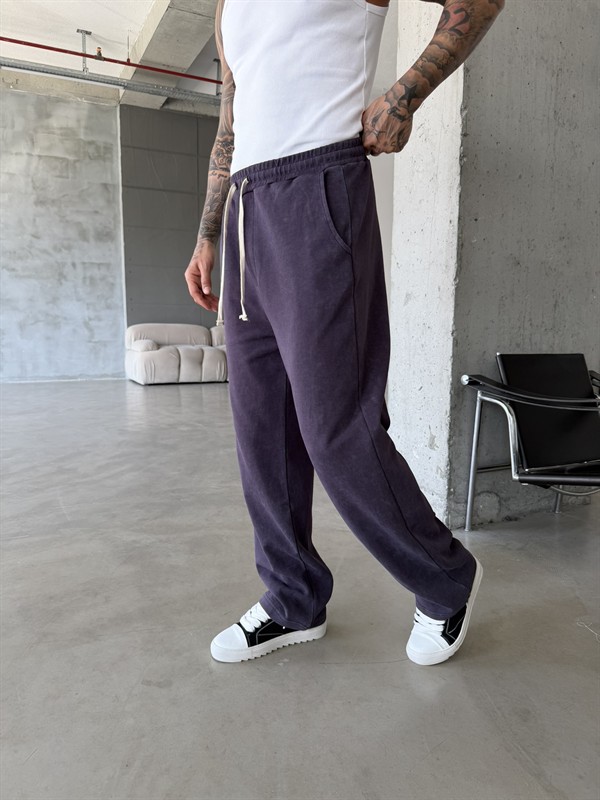 Basic Yıkamalı Acid Baggy Eşofman - Mürdün