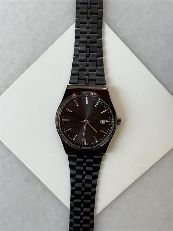 Black Depth Steel Line Takvimli Kol Saati - Siyah