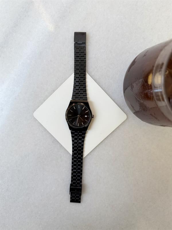 Black Depth Steel Line Takvimli Kol Saati - Siyah