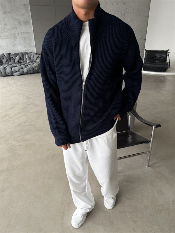 Bordeaux Zip Knit Hırka