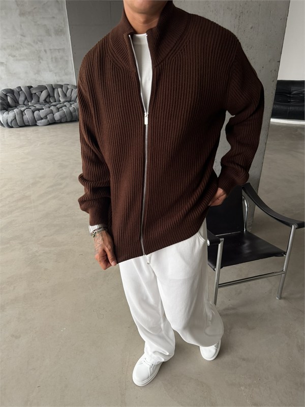 Bordeaux Zip Knit Hırka