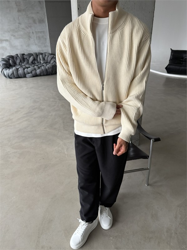 Bordeaux Zip Knit Hırka