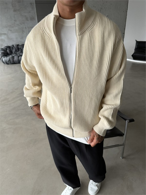 Bordeaux Zip Knit Hırka