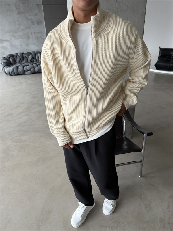 Bordeaux Zip Knit Hırka