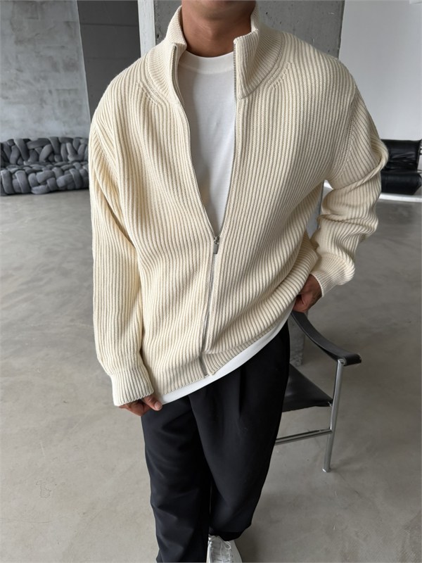 Bordeaux Zip Knit Hırka