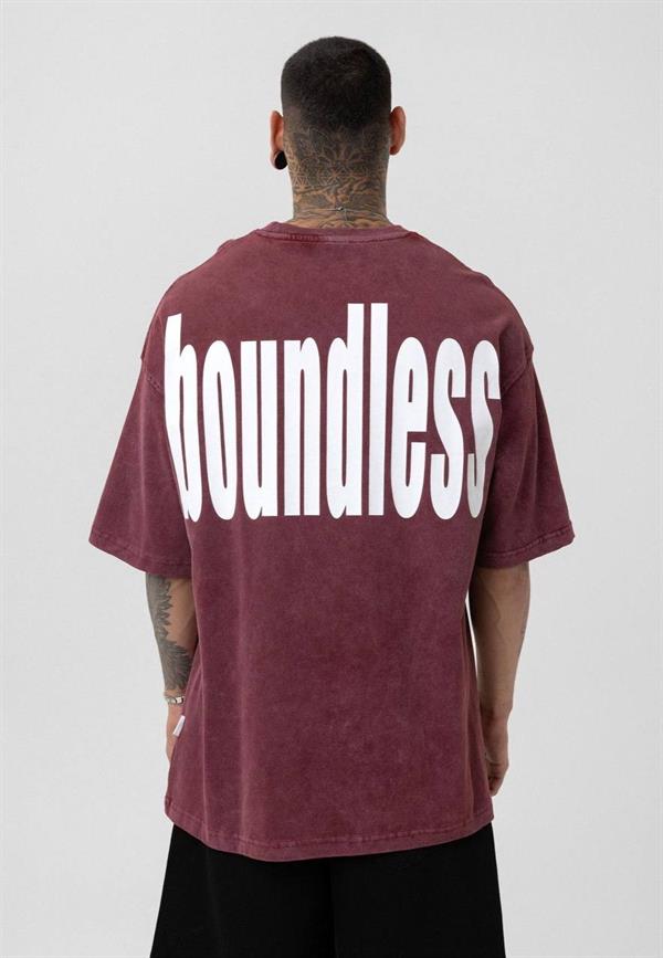 Boundless Oversize Yıkamalı T-Shirt-Bordo