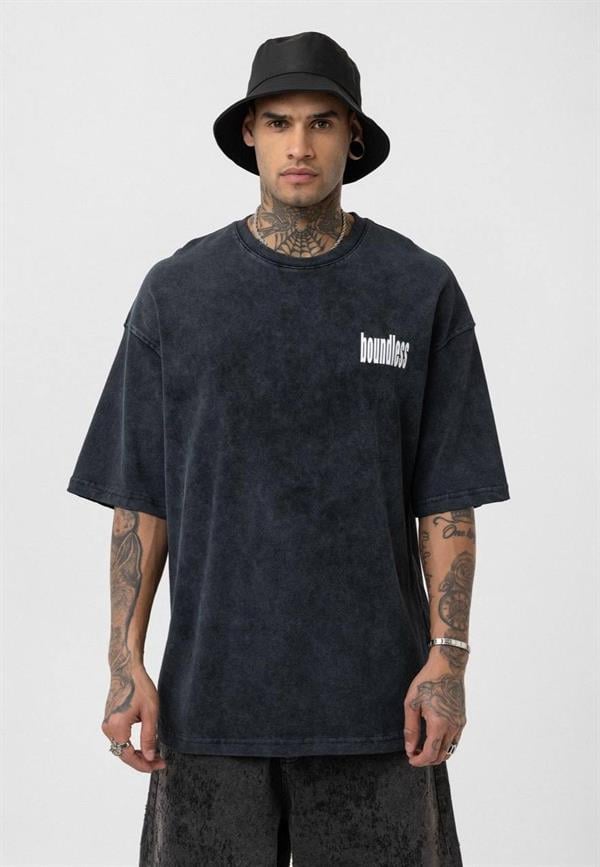 Boundless Oversize Yıkamalı T-Shirt-Siyah