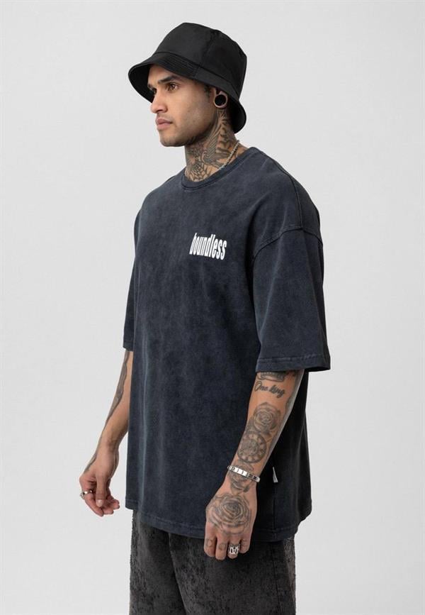 Boundless Oversize Yıkamalı T-Shirt-Siyah