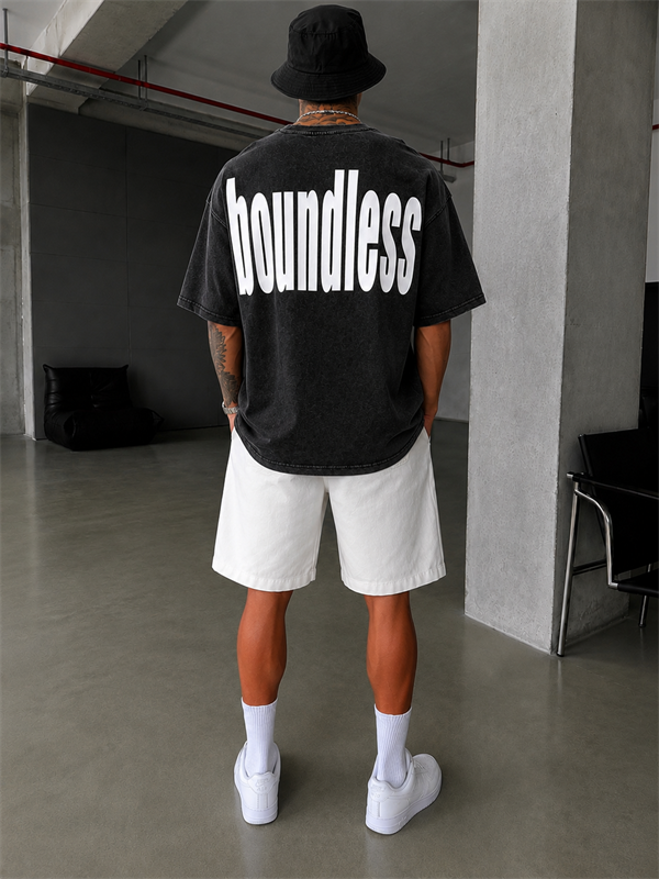 Boundless Oversize Yıkamalı T-Shirt-Siyah