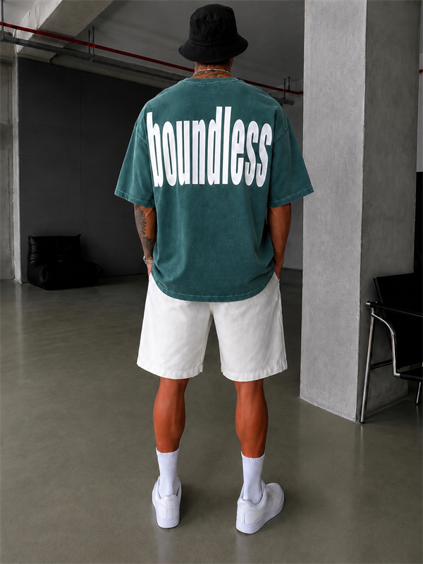 Boundless Oversize Yıkamalı T-Shirt-Yeşil