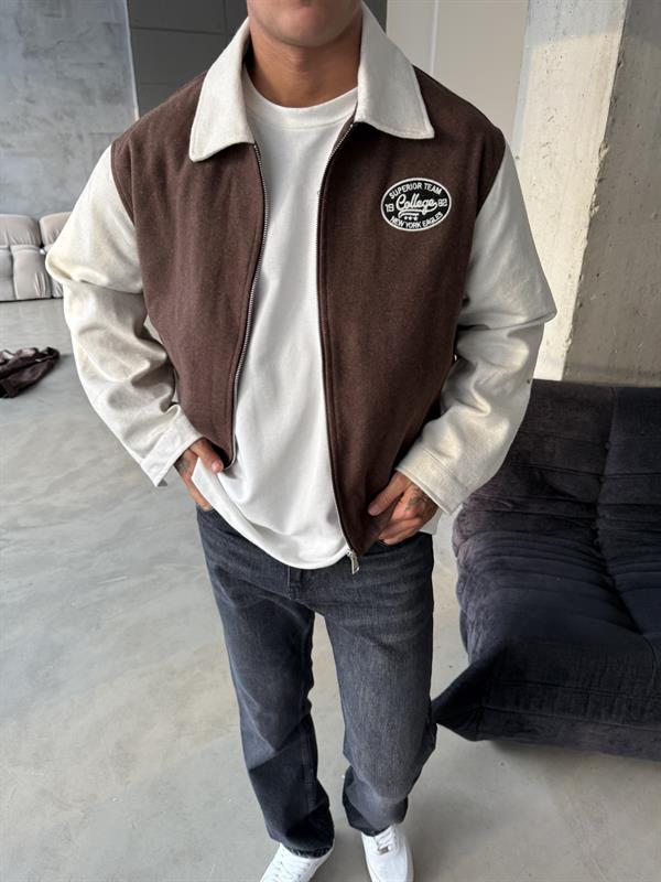 Box Fit Kolej Ceket - Kahve