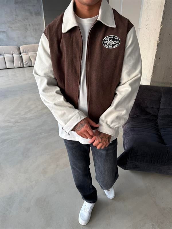 Box Fit Kolej Ceket - Kahve