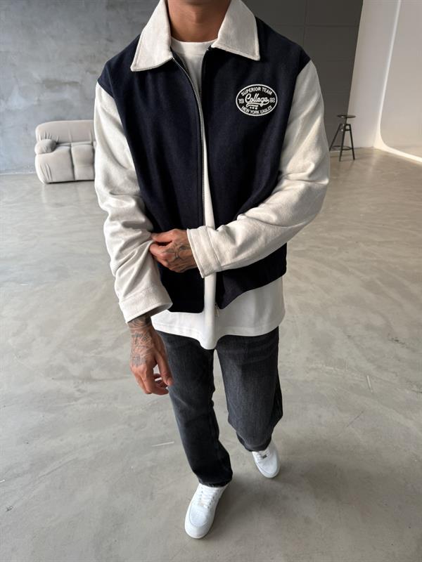 Box Fit Kolej Ceket - Lacivert