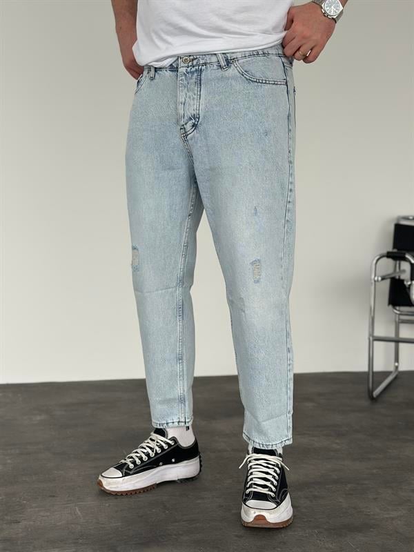 Boyfriend Yırtıklı Jean Pantolon Buz Mavi