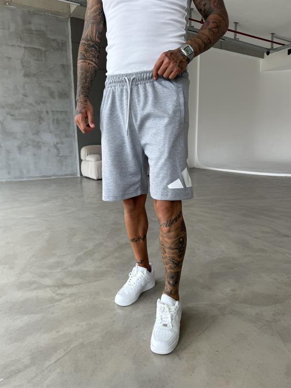 Büyük AD Baskılı Şort - Gri