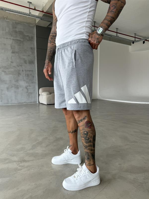 Büyük AD Baskılı Şort - Gri