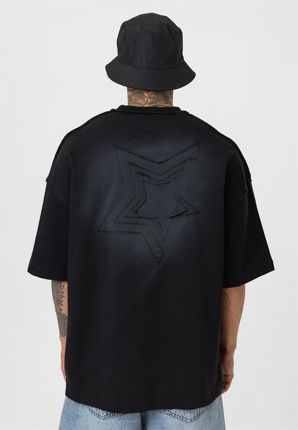 Chaos Star Oversize T-Shirt - Siyah