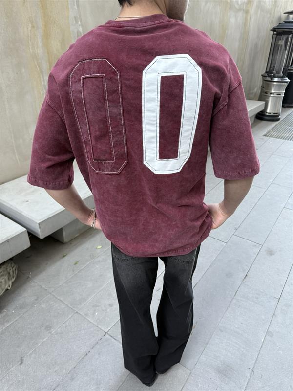 CHILL 00 Pacht Baskılı Oversize T-Shirt - Bordo