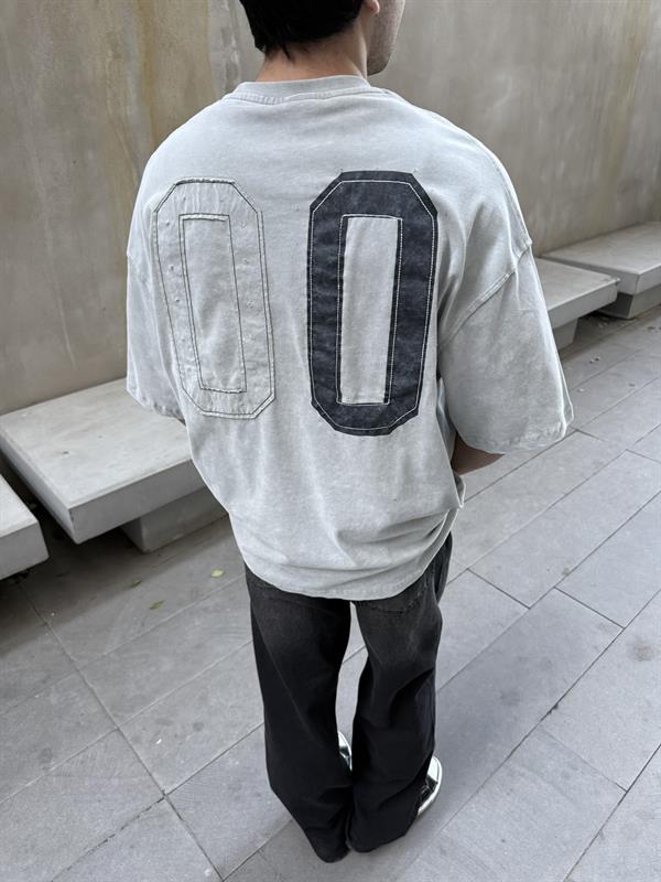 CHILL 00 Pacht Baskılı Oversize T-Shirt - Gri