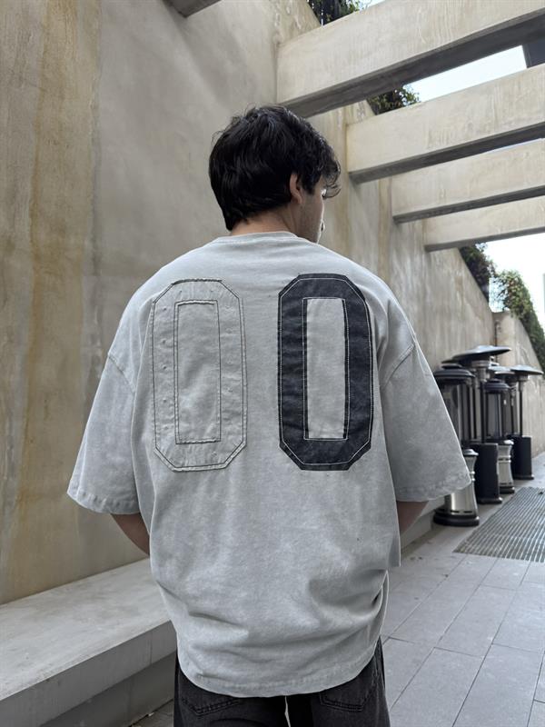 CHILL 00 Pacht Baskılı Oversize T-Shirt - Gri