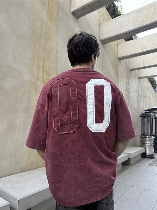 CHILL 00 Pacht Baskılı Oversize T-Shirt - Bordo