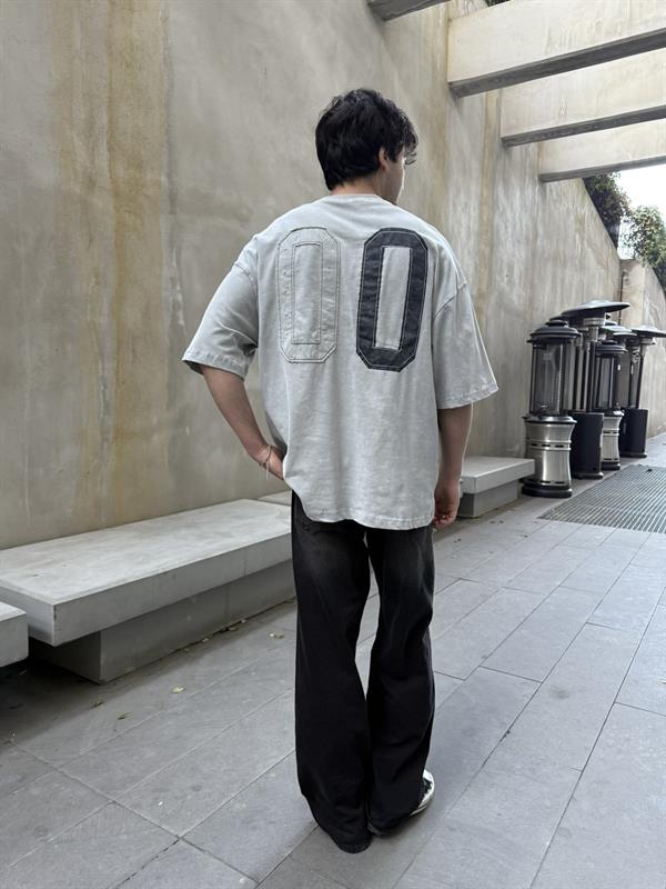 CHILL 00 Pacht Baskılı Oversize T-Shirt - Gri