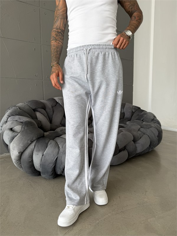 Cift Ters Şeritli Premium Baggy Eşofman - Gri