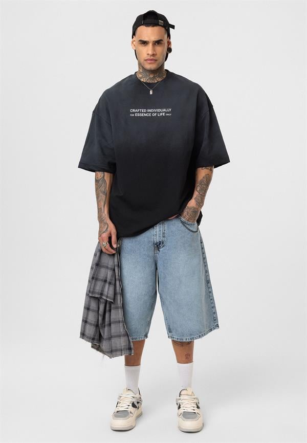 Create Yours Chaos Spreyli Oversize T-Shirt - Siyah
