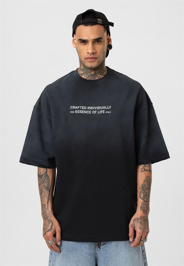 Create Yours Chaos Spreyli Oversize T-Shirt - Siyah