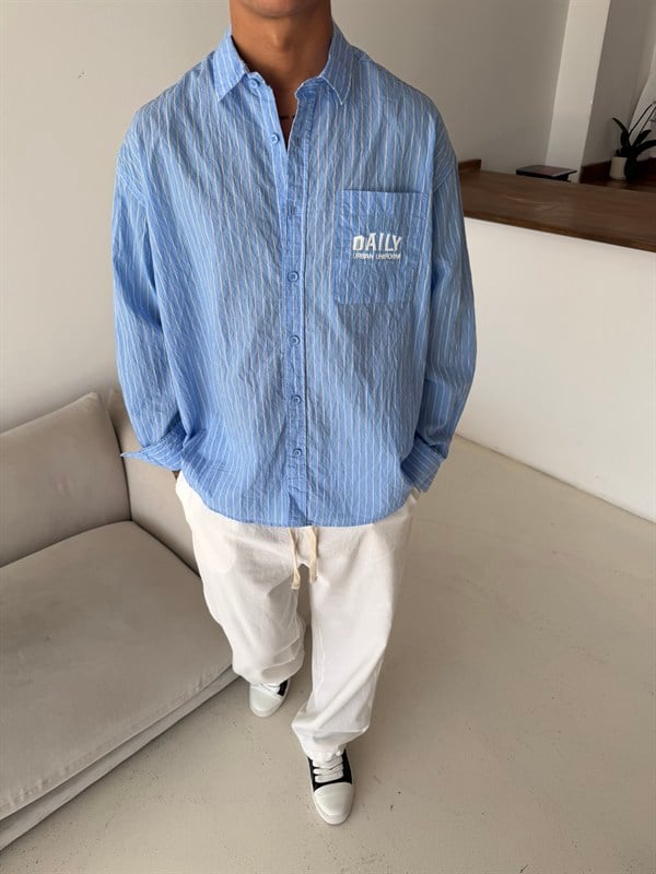 DAILY Urban Nakışlı Gömlek - Mavi