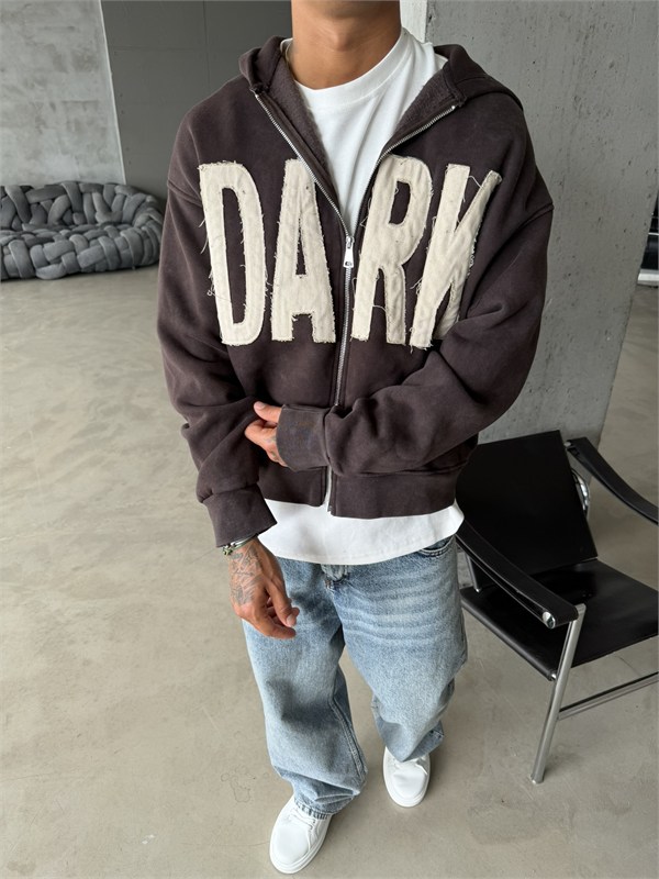 DARK Washed Premium Acid Yıkama Zİp Hoodie