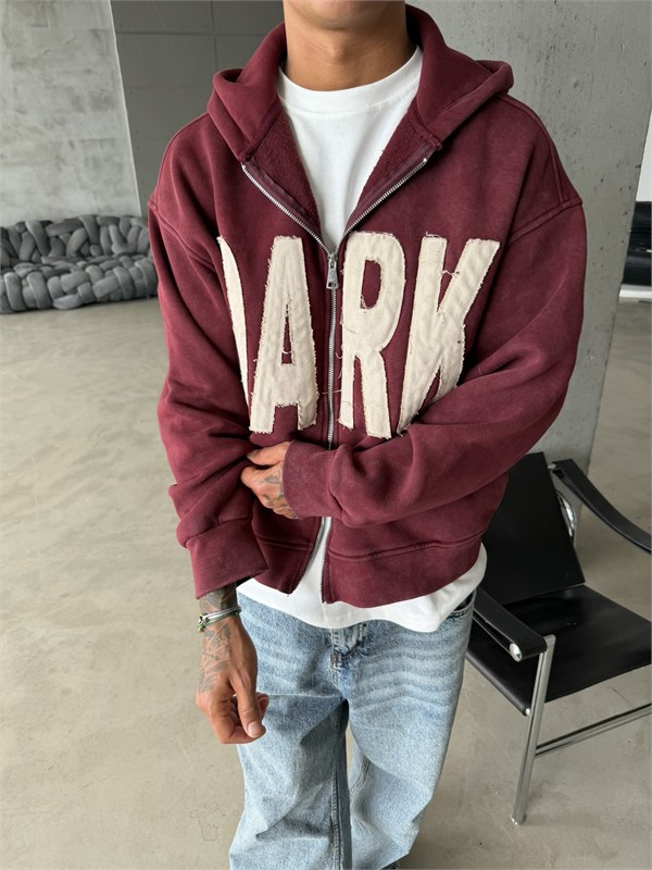 DARK Washed Premium Acid Yıkama Zİp Hoodie