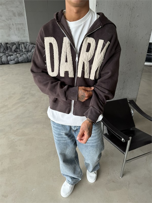 DARK Washed Premium Acid Yıkama Zİp Hoodie