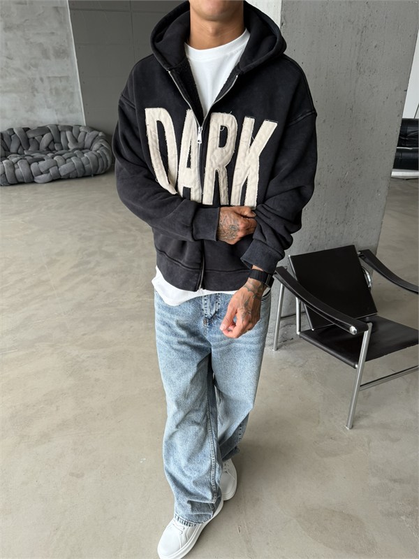 DARK Washed Premium Acid Yıkama Zİp Hoodie