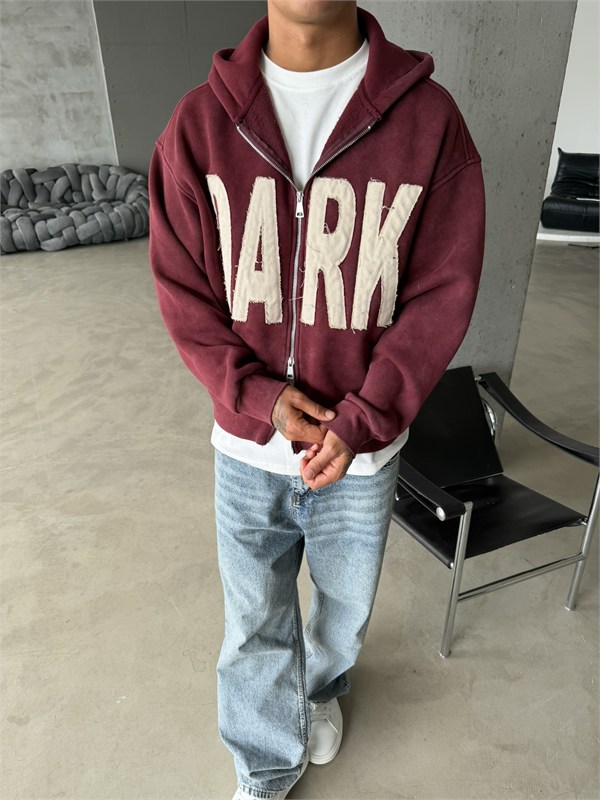 DARK Washed Premium Acid Yıkama Zİp Hoodie