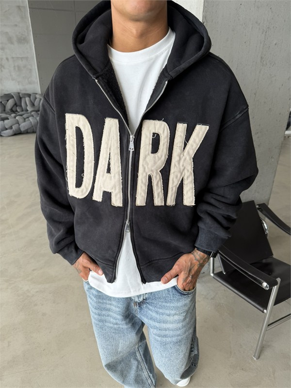 DARK Washed Premium Acid Yıkama Zİp Hoodie