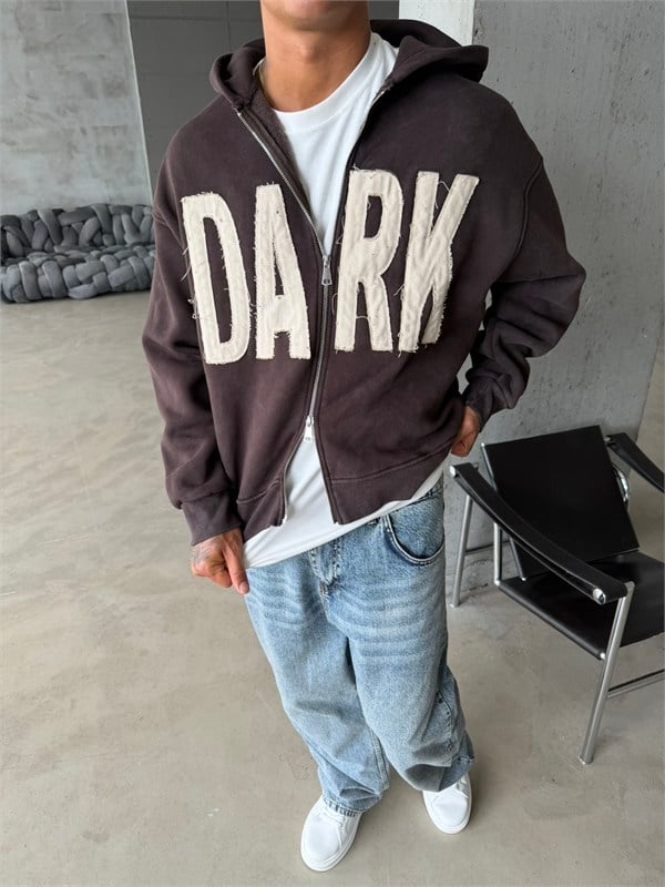 DARK Washed Premium Acid Yıkama Zİp Hoodie