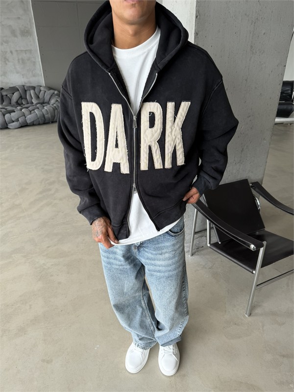 DARK Washed Premium Acid Yıkama Zİp Hoodie