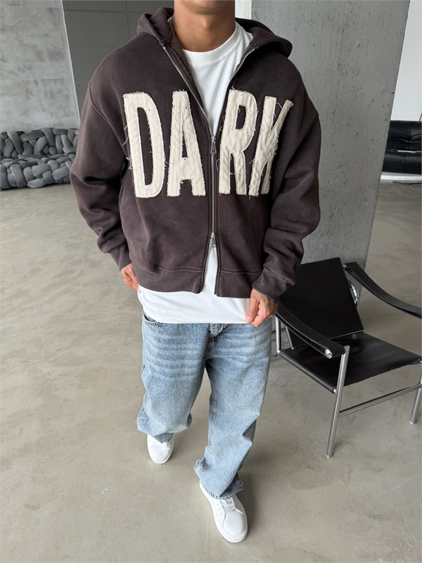 DARK Washed Premium Acid Yıkama Zİp Hoodie