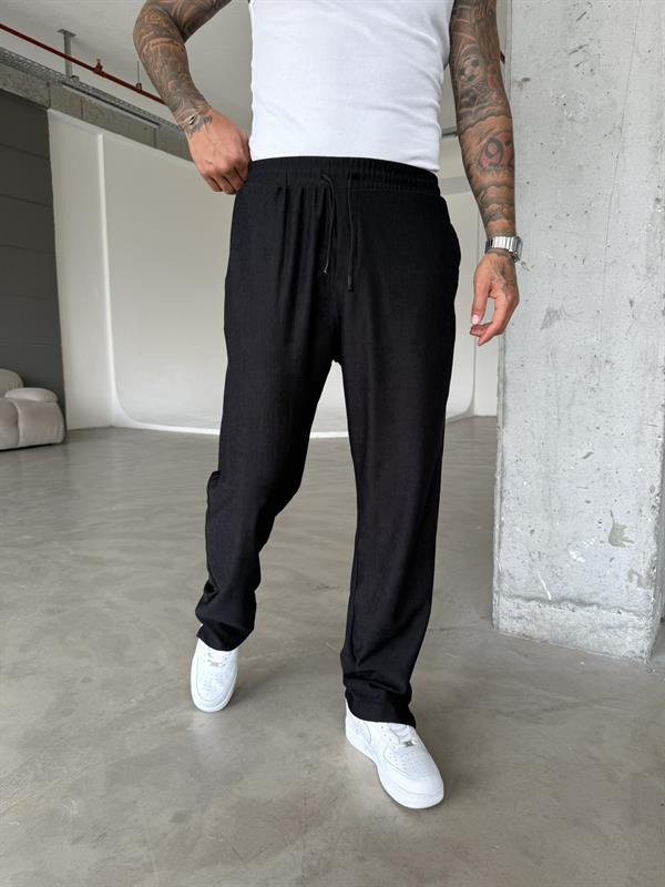 Dokulu Paça Detaylı Baggy - Siyah