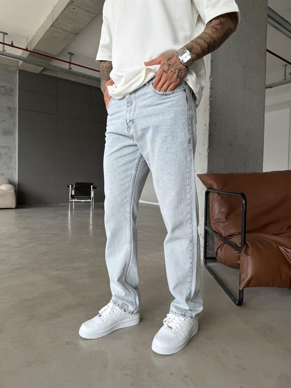 Düz Basic Baggy Pantolon - Buz Mavi