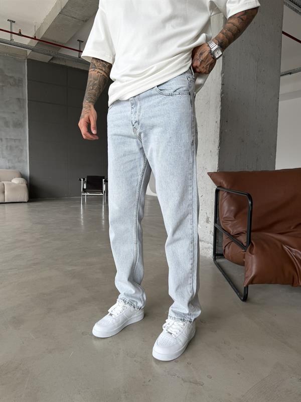 Düz Basic Baggy Pantolon - Buz Mavi
