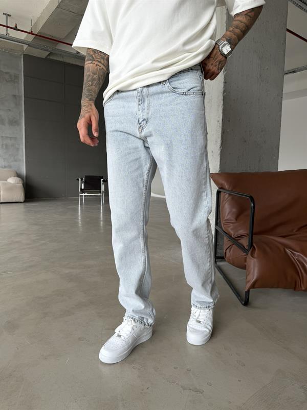 Düz Basic Baggy Pantolon - Buz Mavi
