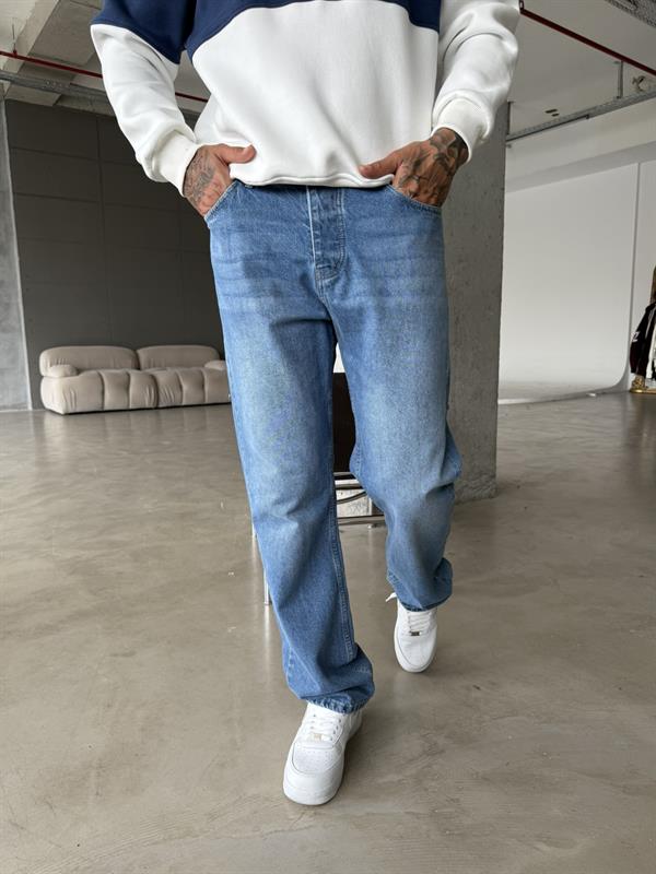 Düz Basic Baggy Pantolon - Mavi