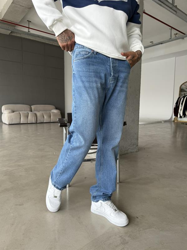 Düz Basic Baggy Pantolon - Mavi