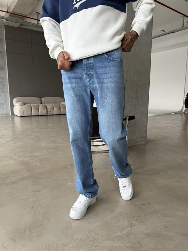 Düz Basic Baggy Pantolon - Mavi