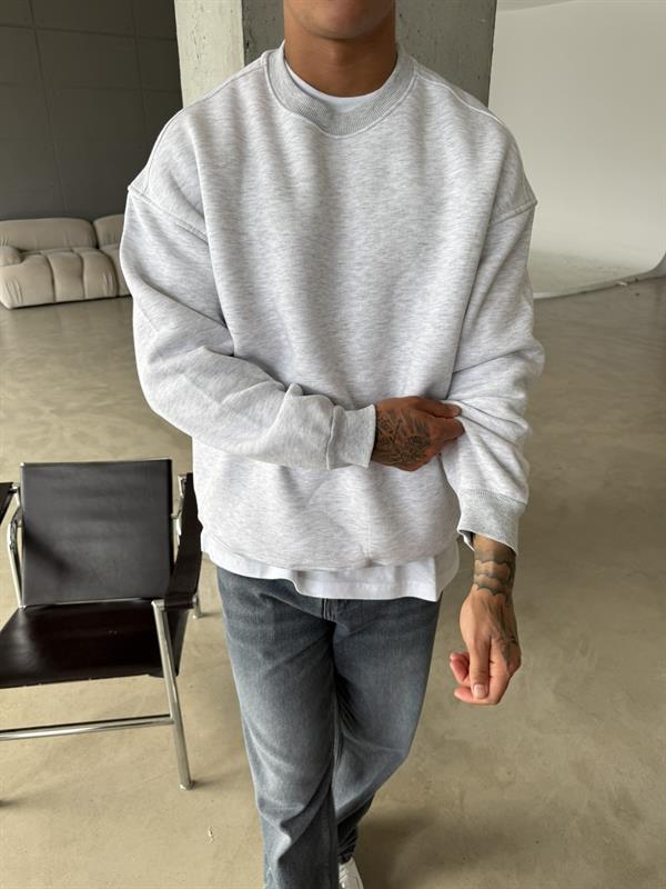 Düz Basic Bisiklet Yaka Sweat - Karmelanj