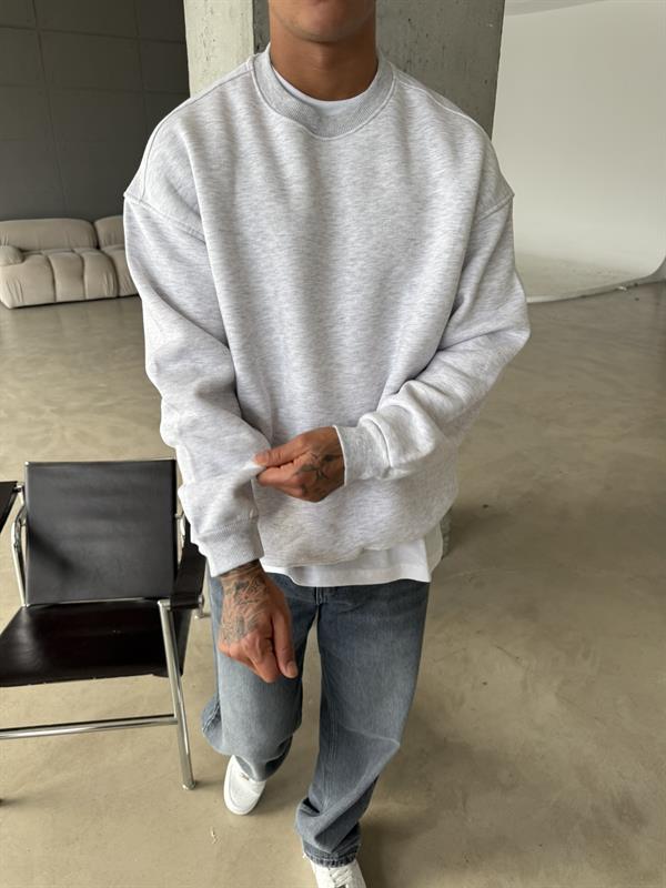 Düz Basic Bisiklet Yaka Sweat - Karmelanj