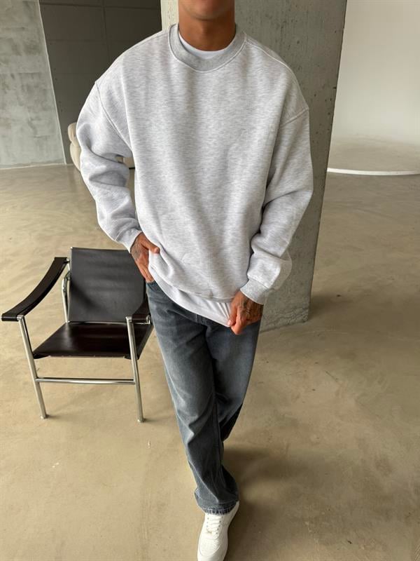 Düz Basic Bisiklet Yaka Sweat - Karmelanj